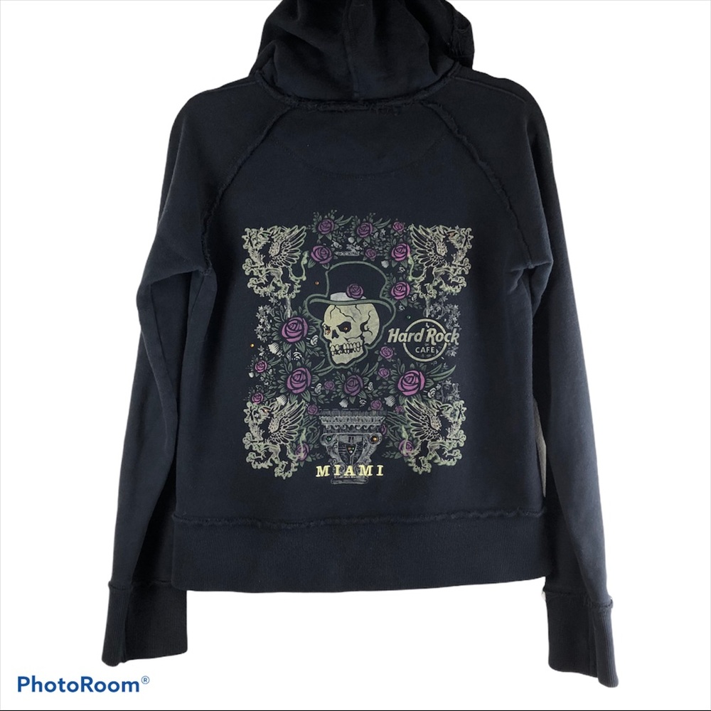 Hard Rock Cafe Miami Hooded ZipUp Skull Sweatshirt